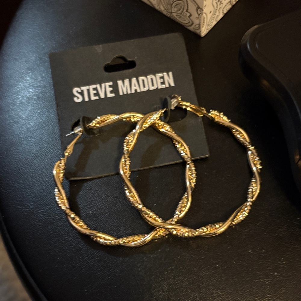 Steve Madden Twisted Gold Hoop Earrings